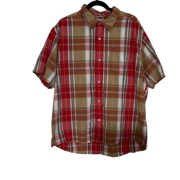 Quick Silver Mens XXL Multi Color Plaid Short Sleeve Casual Shirt‎ Button Up - Picture 1 of 9